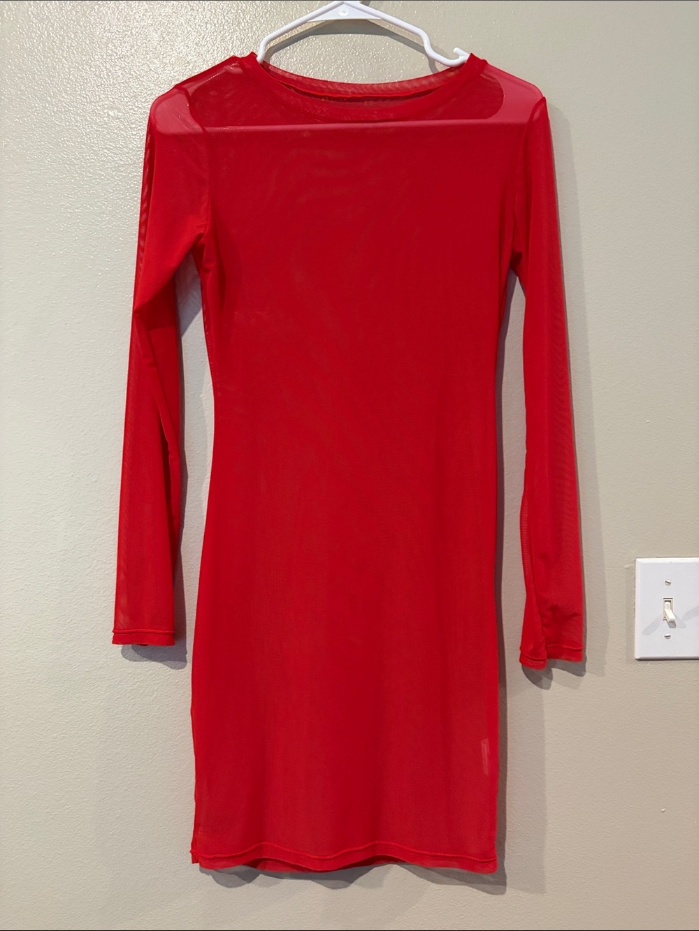 Red Long-Sleeve Bodycon Dress - Women